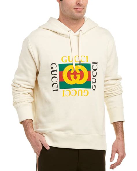 gucci vintage logo hoodie|white gucci logo hoodie men.